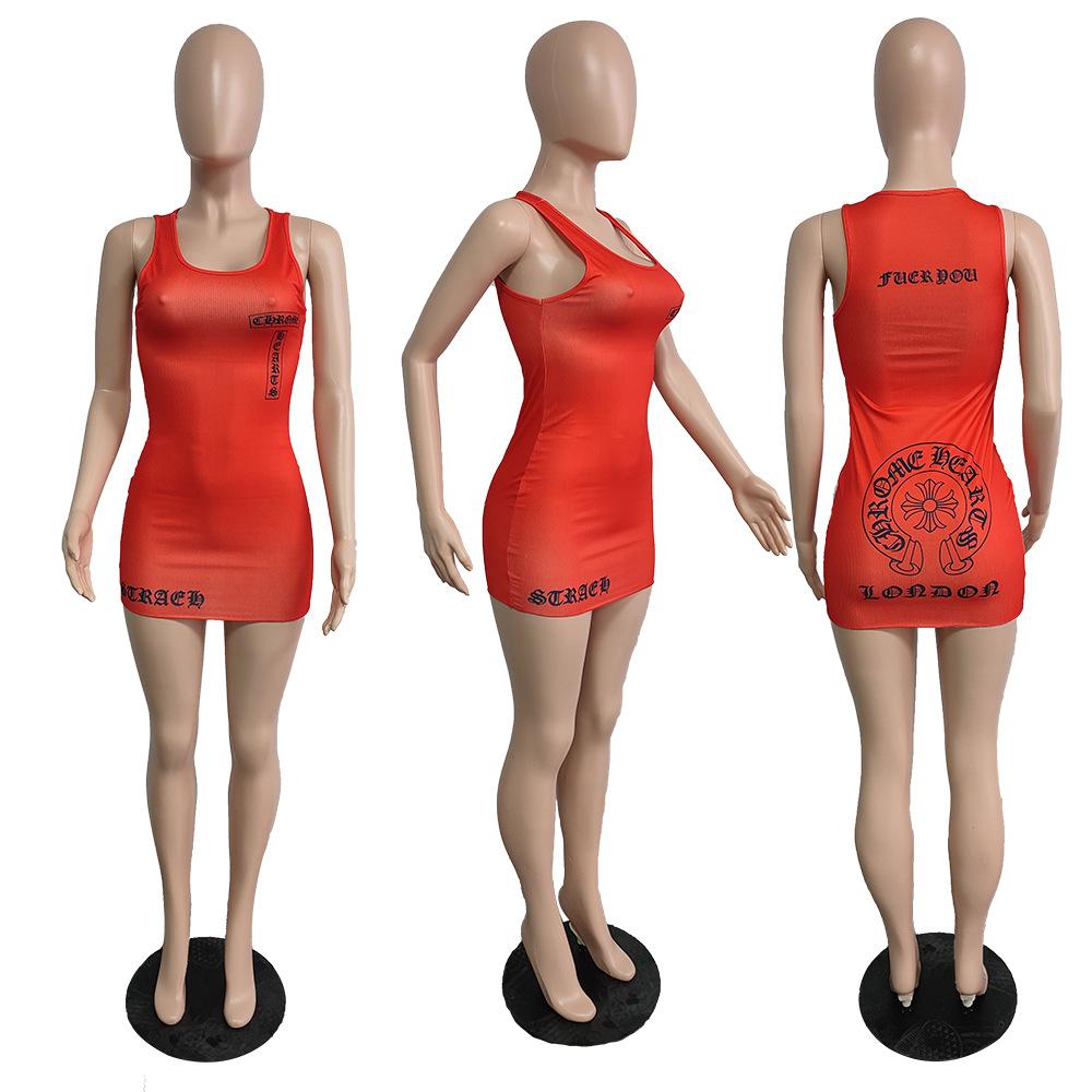 2021 summer dress ladies sleeveless solid round neck ribbed tank top dress bodycon knitting casual dresses