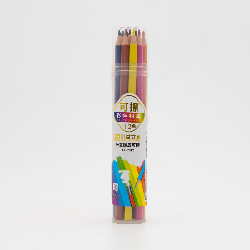 Custom Drawing Plastic Color Pencil Set School Student Professional Stationery Erasable Colored Pencils