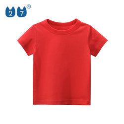 Custom Printing Solid Color Unisex Kids Top Clothes Cotton Comfortable Girls Boys Short Sleeve T Shirt