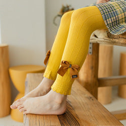 Autumn Korean New Fancy Bow Cute Children Pants Comfortable Cotton Trendy Solid Color Kids Girls Leggings