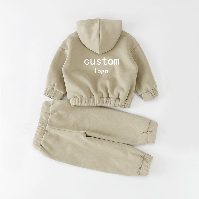 Wholesale Kids Boys 2 Piece Fleece Sweatshirt Girls Sweatsuit hoodies set Children Tracksuit Jogger Set
