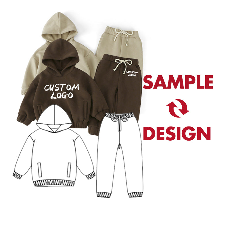 Wholesale Kids Boys 2 Piece Fleece Sweatshirt Girls Sweatsuit hoodies set Children Tracksuit Jogger Set