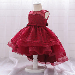 Hot Sale Kid Clothing Girl Princess Dress Kids Shoulder Lace Half Sleeve Ball Gown Flower Girls Dress Patterns