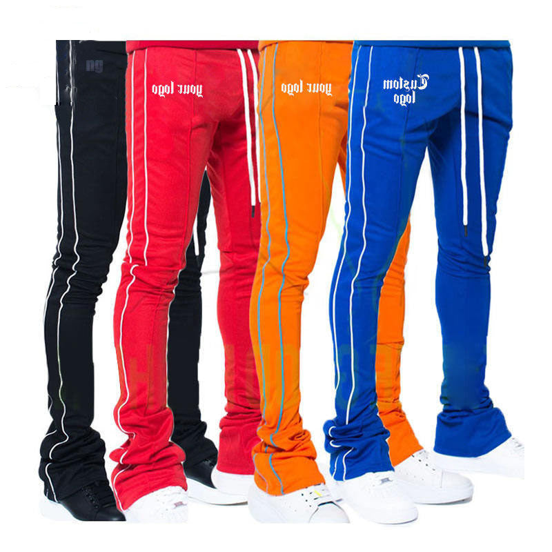 OEM Custom Logo Streetwear Flare Sweat Pants Men Women Cargo Joggers Sweatpants Stacked Flared Pants