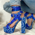 ins hot sale thick sole wedge design high heel sandals wholesale ladies shoes women heels