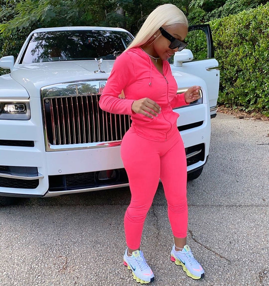 kliou workout bodycon hooded zipper pocket long sleeve tops sporty stretchy leggings casual fall sets women two piece set 2020
