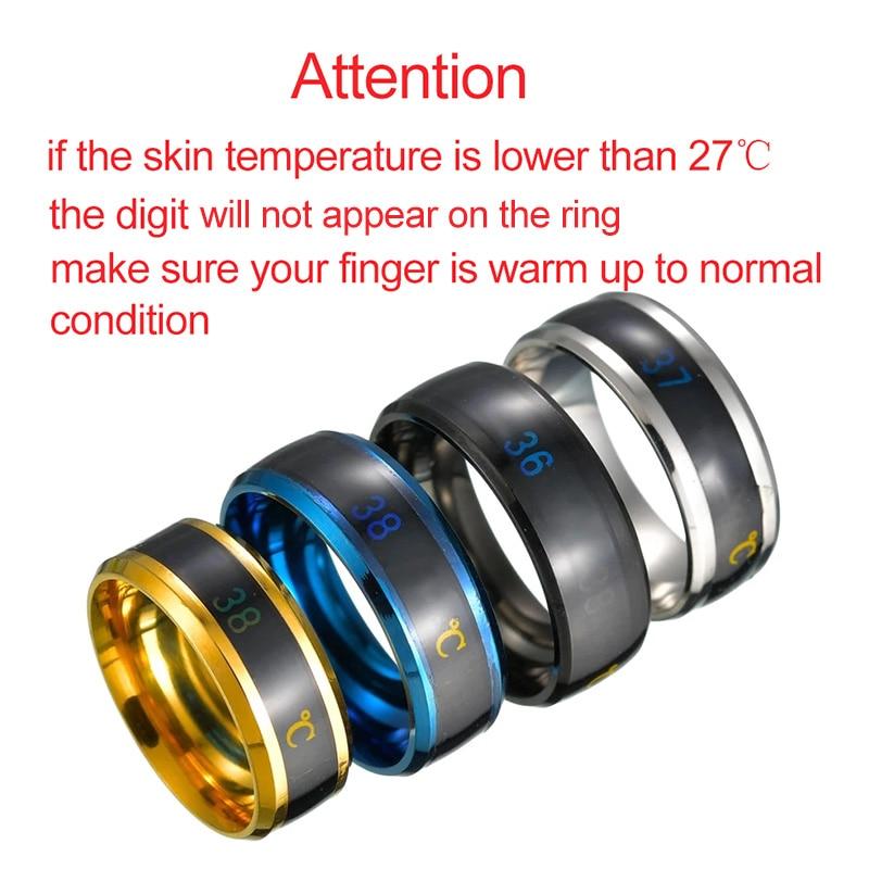 smart sensor body temperature ring stainless steel fashion display real time temperature test finger rings 1