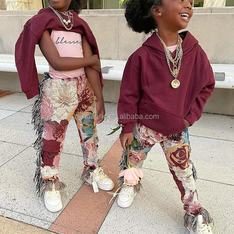 Girl Kids Pants Kids Tapestry Clothing Factory Direct Sale Fashion US Size Sweat Pants trousers Blanket Fringe Rug Kids Pants