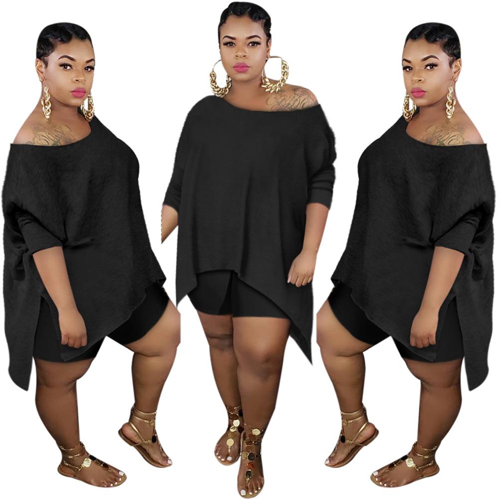 plus size two piece set women bikershorts set 2pcs summer clothing sets plain color size 4xl 5xl suits tracksuits