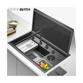 ORTONBATH SUS304 hidden sink lids covered sink fine brushed with drainer handmade kitchen sink model