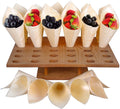 Eco Friendly Ice Cream Cone Holder Stand Wooden  Snack Tray Food Cone Stand For Party