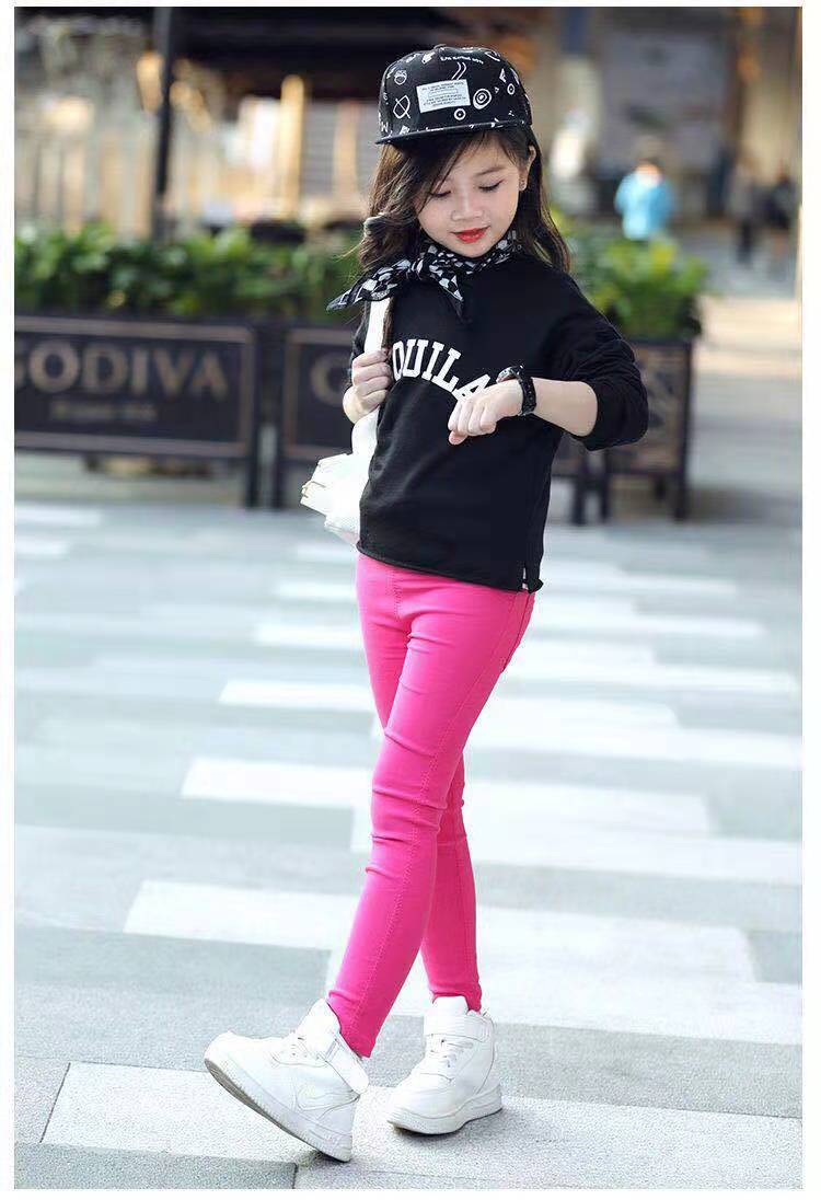 Wholesale Hot Sale Fashion Side Pants Cute Accessory Soft Comfortable Cotton Knits Girls Kids Leggings