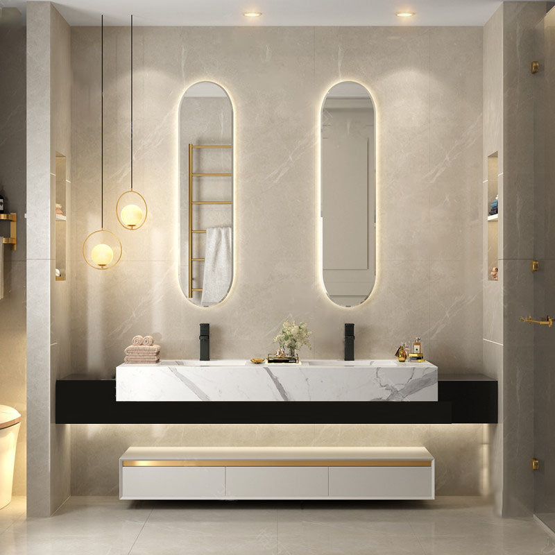 72 inch Double Sink Sundries Marble Effect Resin Hotel Design Bathroom Vanity