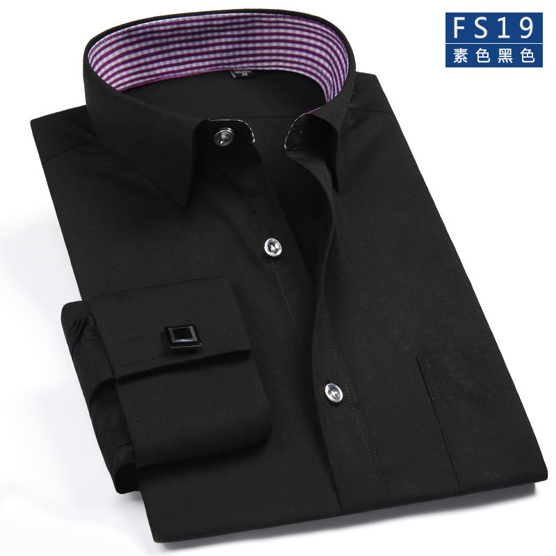 MS-P78 French White Shirt Men's Long Sleeve Overseas Shirt Groom Dress Cotton Slim Shirt