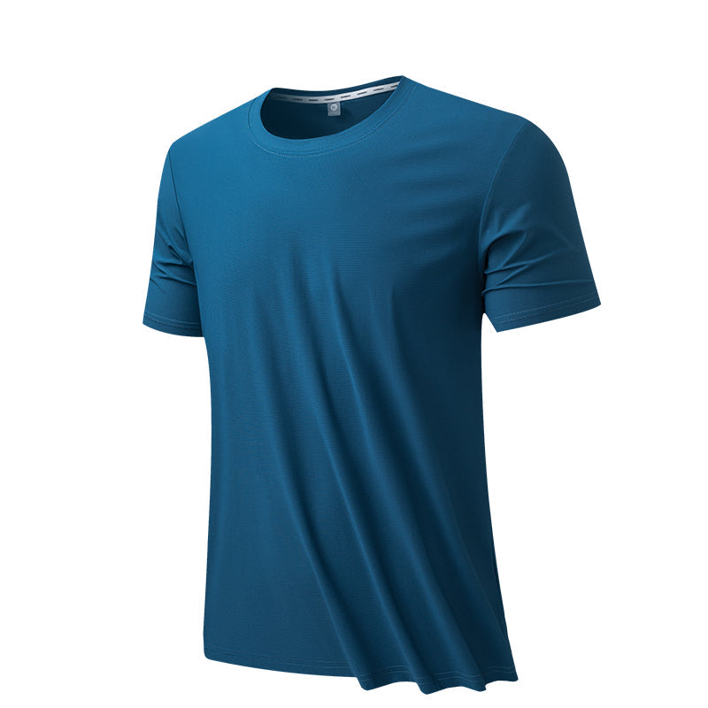 New Style Cooling Fabric Round-Neck Shirt Knitted Gym Wear T-Shirt Quick Dry Plain Men T-Shirts