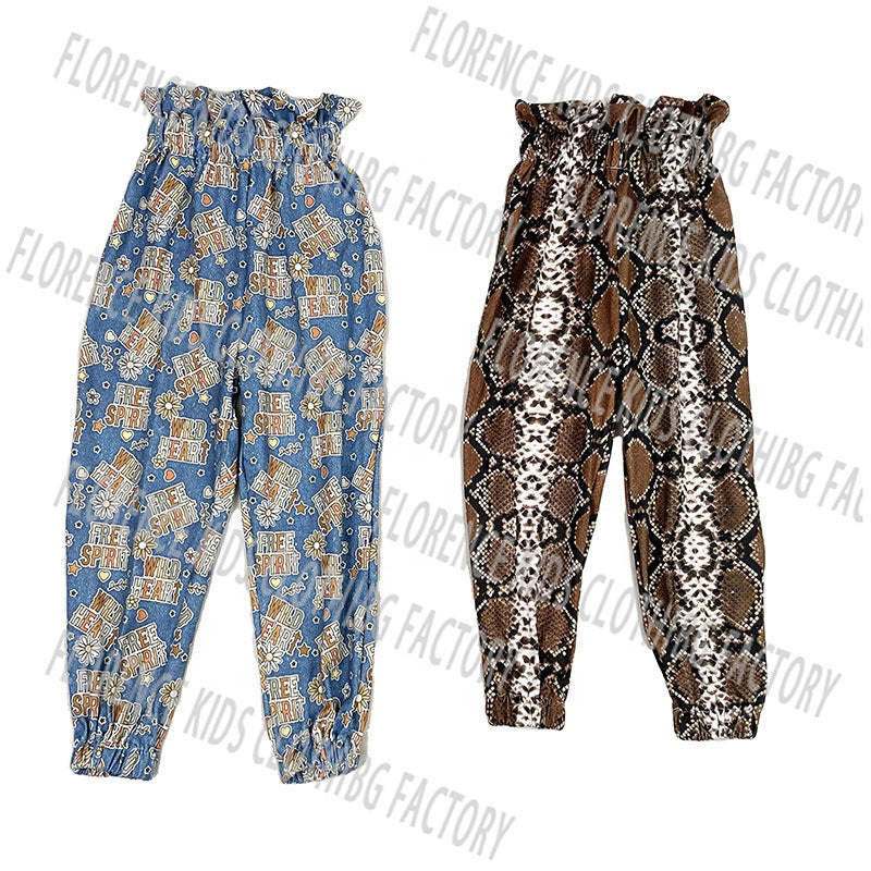 DH OEM pantalones de nina halloween skull toddler wide legging pants kids pants girls 9-10