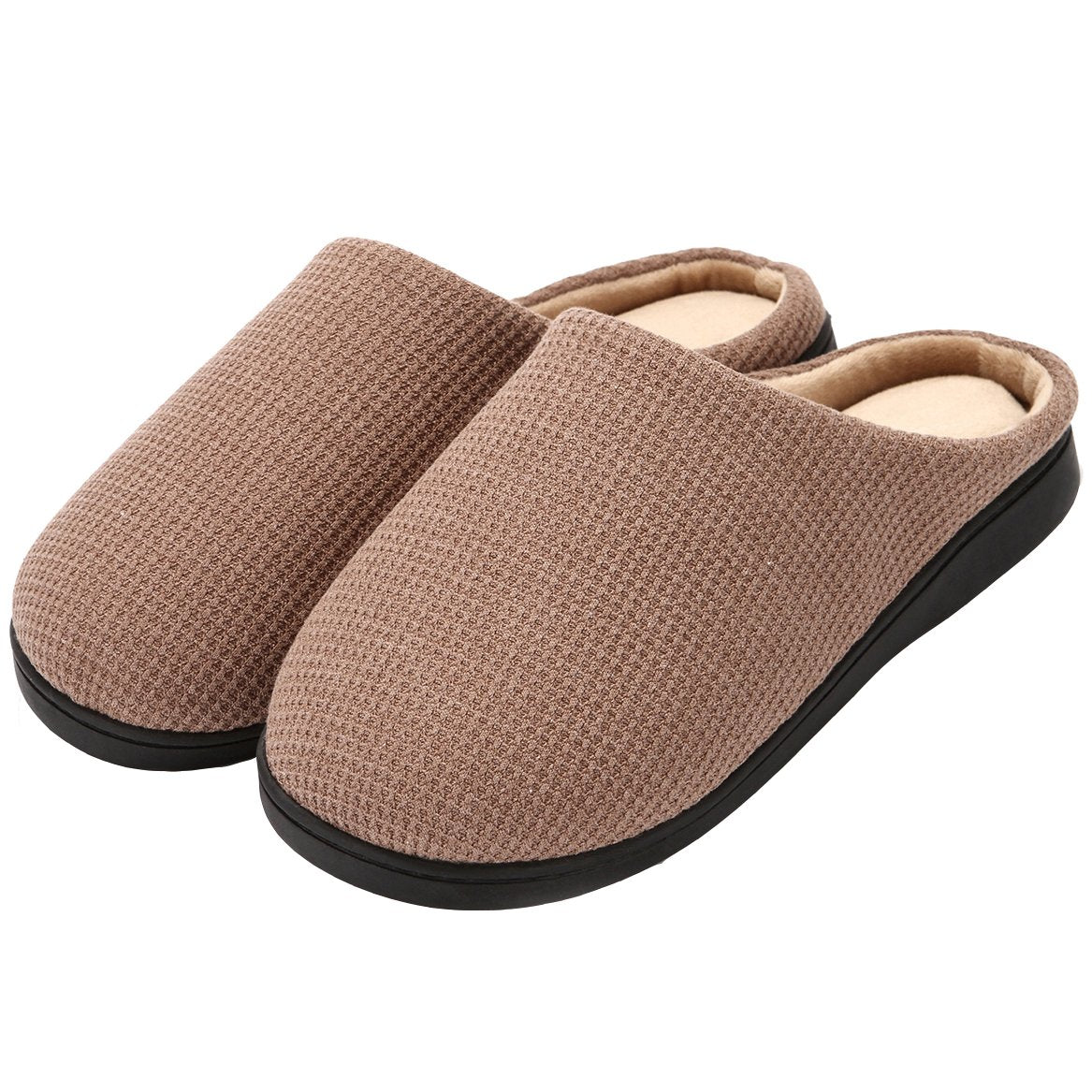 high quality memory foam two tone coral fleece lined clog scuff house shoes indoor outdoor winter shoes women men slippers