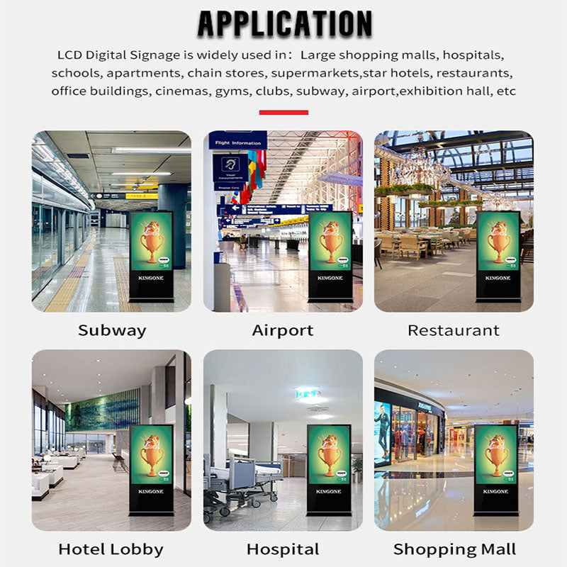 KINGONE Floor Standing Vertical Interactive Digital Signage Totem LCD TV Touch Screens Kiosk Advertising Display for advertising