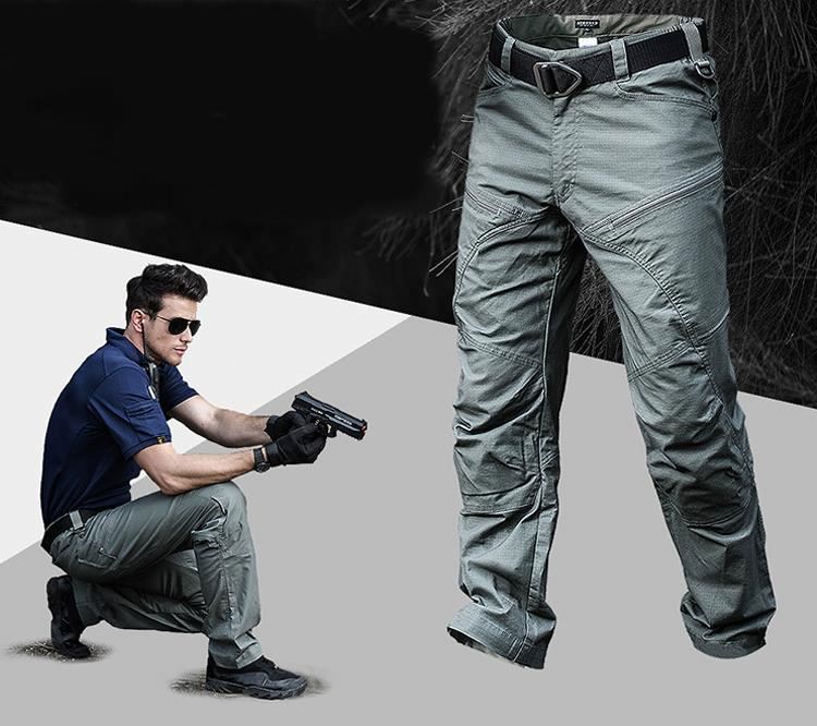 New fashion men waterproof pockets long pants Solid color outdoor sports mens casual trousers pants