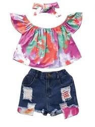 2PCS Set Toddler Kids Baby Girls Outfits Clothes T-Shirt Vest Tops+Shorts Pants