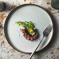 hotel restaurant newest classic customize logo grey 7.5/9.5/12 inch porcelain round dish ceramic dinner plate