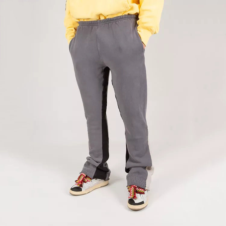 Men's Custom high quality Casual Flared Jogger Track Pants Patchwork Elastic Waistband Mens Stacked Flare Sweatpants For Men