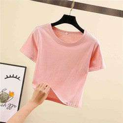 Fashion Wholesale Spring Oversize Blank Yoga Top Women Tees Cropped Plain T Shirt For Ladies