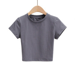 Custom blank plain cropped Logo tee Cotton women's t-shirts Fitness Fit T Shirts Ladies bodycon Crop Tops tshirt for women