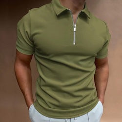 Wholesales Slim Fit Golf Polo Shirts With Zipper Polo Shirts Custom Logo Printed Men Polo Shirts