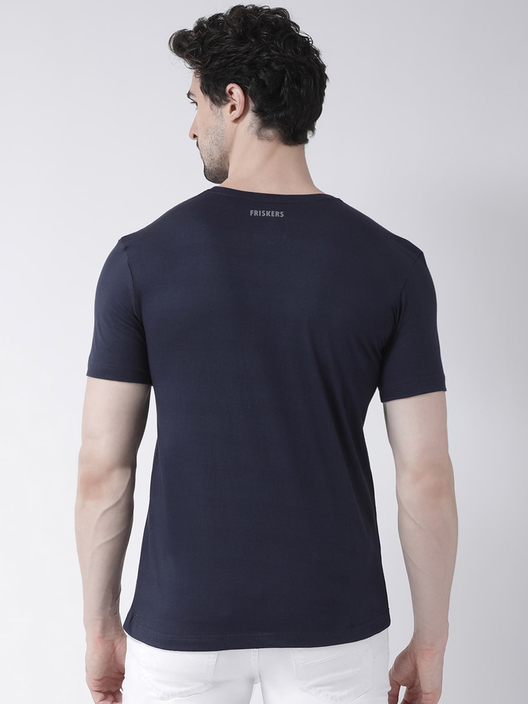 Mens Cotton Navy Round neck T-shirt Bulk Product Men Custom Made Two Tone T-shirt