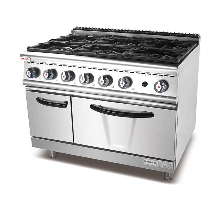 Custom Kitchen Restaurant Commercial Gas 6 Burner Range Gas Cooker Stove With Oven