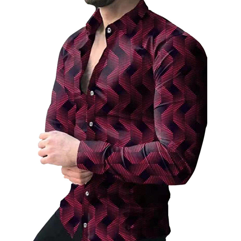 custom silk slim men tee dress shirts casual clothes long sleeve printing shirts for mens fashion shirts