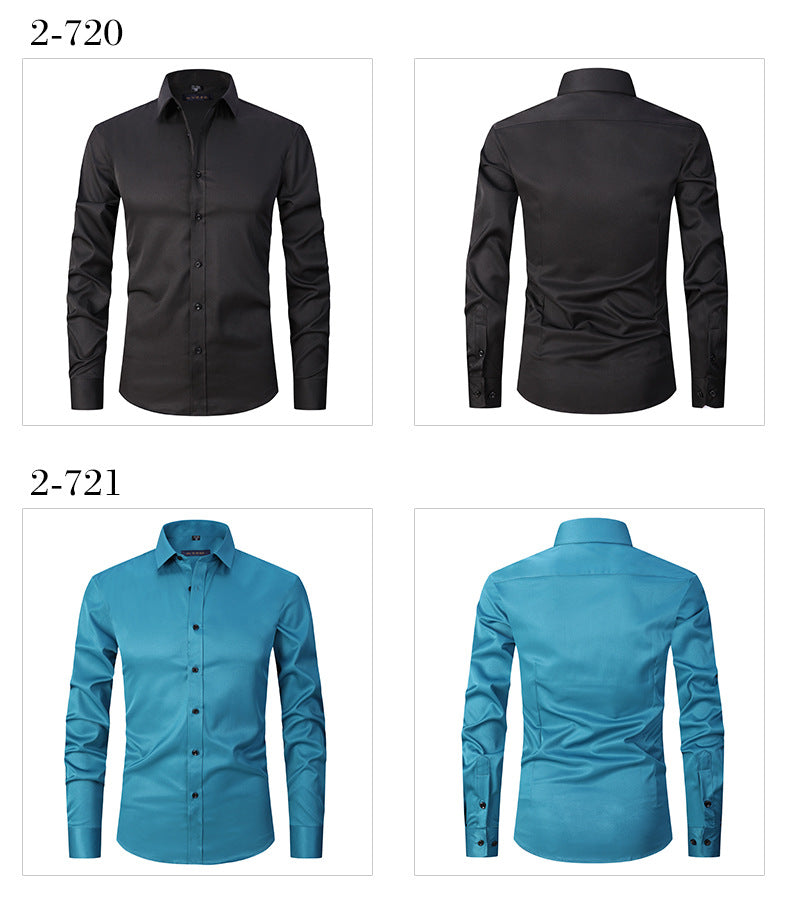 Men solid Shirts  S-8XL  New Mens Dress Shirts Long Sleeve Slim Casual Black White Social Male Clothes