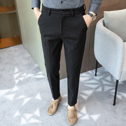 2021winter Casual Pants Men Slim Fit Business Dress Pants Ankle Length Streetwear Office Social Suit Trousers