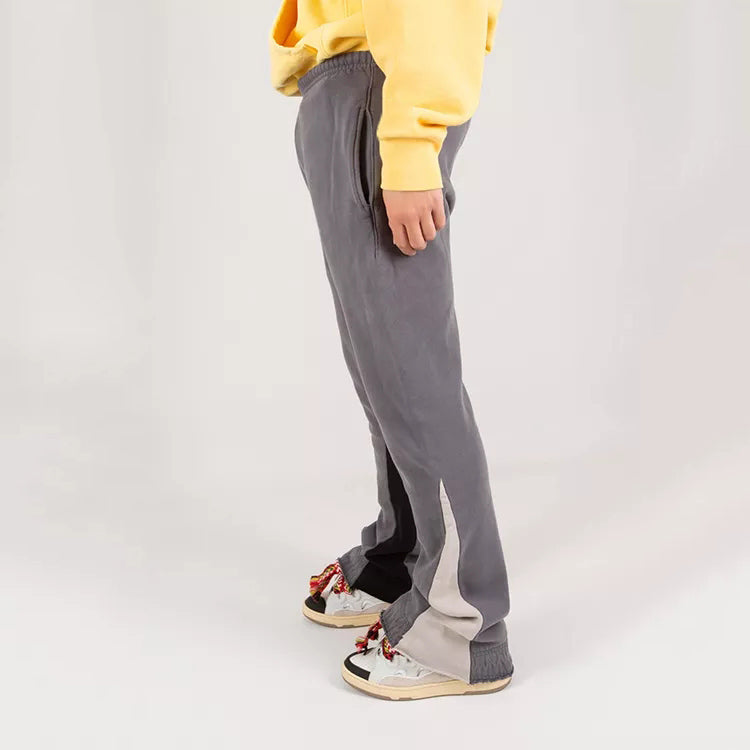 Men's Custom high quality Casual Flared Jogger Track Pants Patchwork Elastic Waistband Mens Stacked Flare Sweatpants For Men