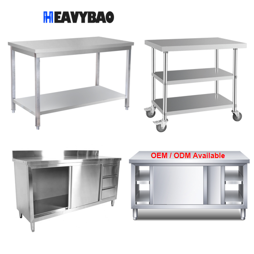 Heavybao Commercial Kitchen Equipment Restaurant Knocked-down Lab Stainless Steel Inox Table Work Table
