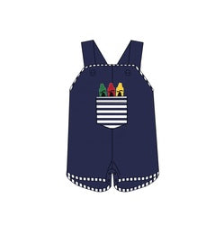 Puresun custom school baby boy clothing crayon appliques navy stripe cotton kids shirt boy polo shirts