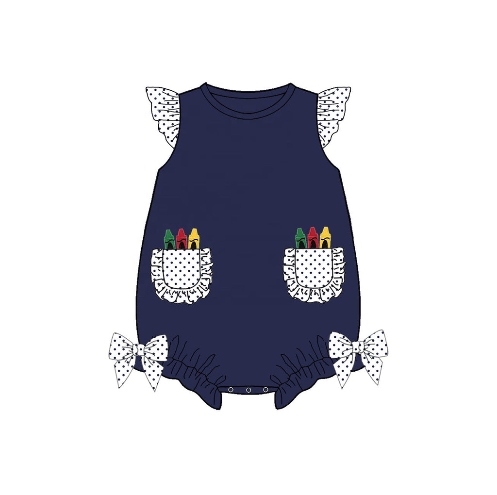 Puresun custom school baby boy clothing crayon appliques navy stripe cotton kids shirt boy polo shirts