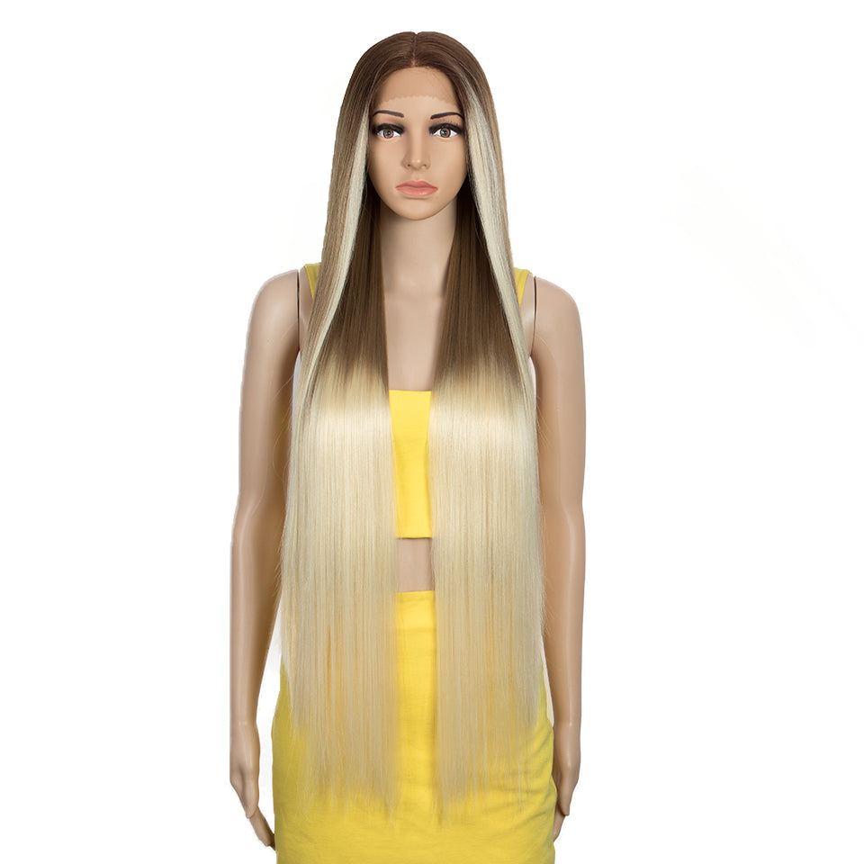 natural hair wigs for black women straight synthetic lace front hair 38 inch ombre lace front wig cosplay blonde lace front wig