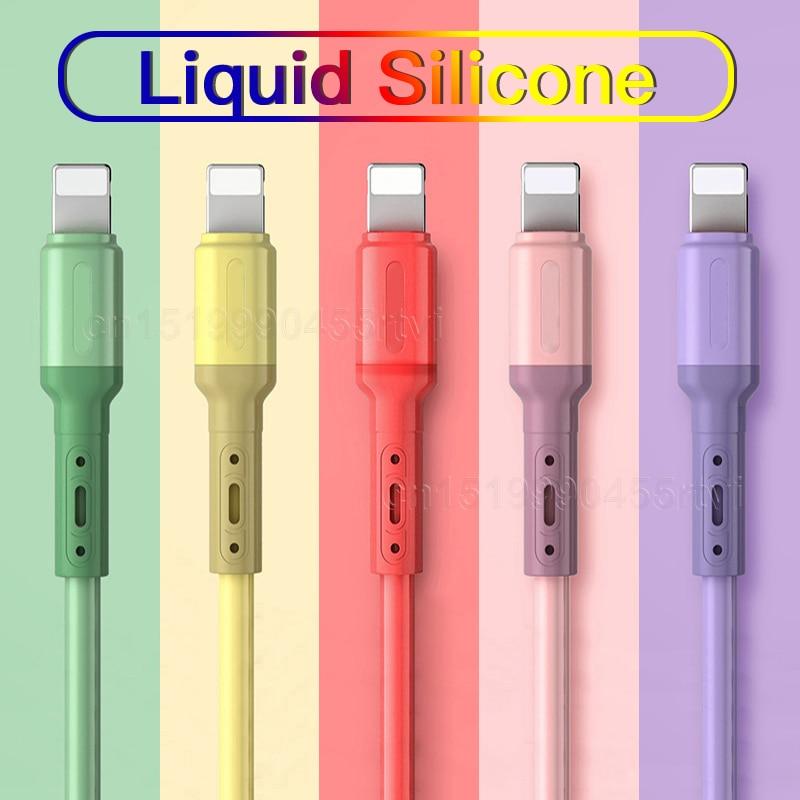 usb cable for iphone 12 11 pro max x xr xs 8 7 6 6s 5 5s fast data charging charger usb wire cord liquid silicone cable 1 1 5 2m
