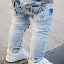 Hot Selling Acid Wash Denim Jeans For Kids Cotton Soft Stretch Blue Denim Kid's Jeans