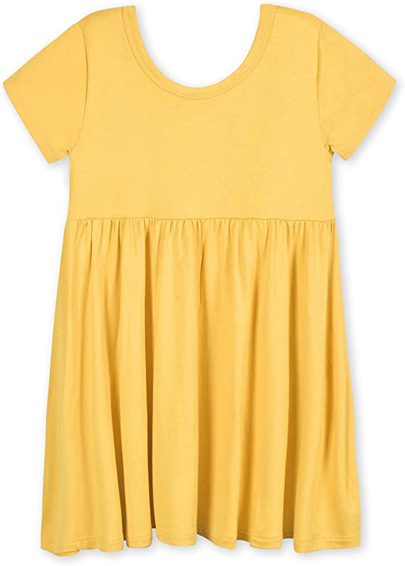 Toddler Girl Buttery Soft Bamboo Short Sleeve Kids Dresses Twirl Dress