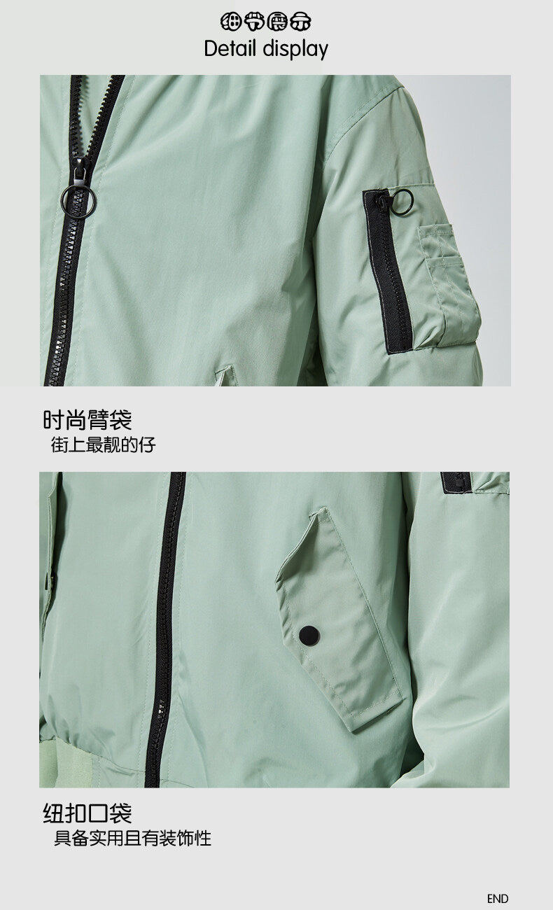 FEIBAI 2022  new version trend spring fall 100% polyester solid color baseball casual top stand collar men's jacket