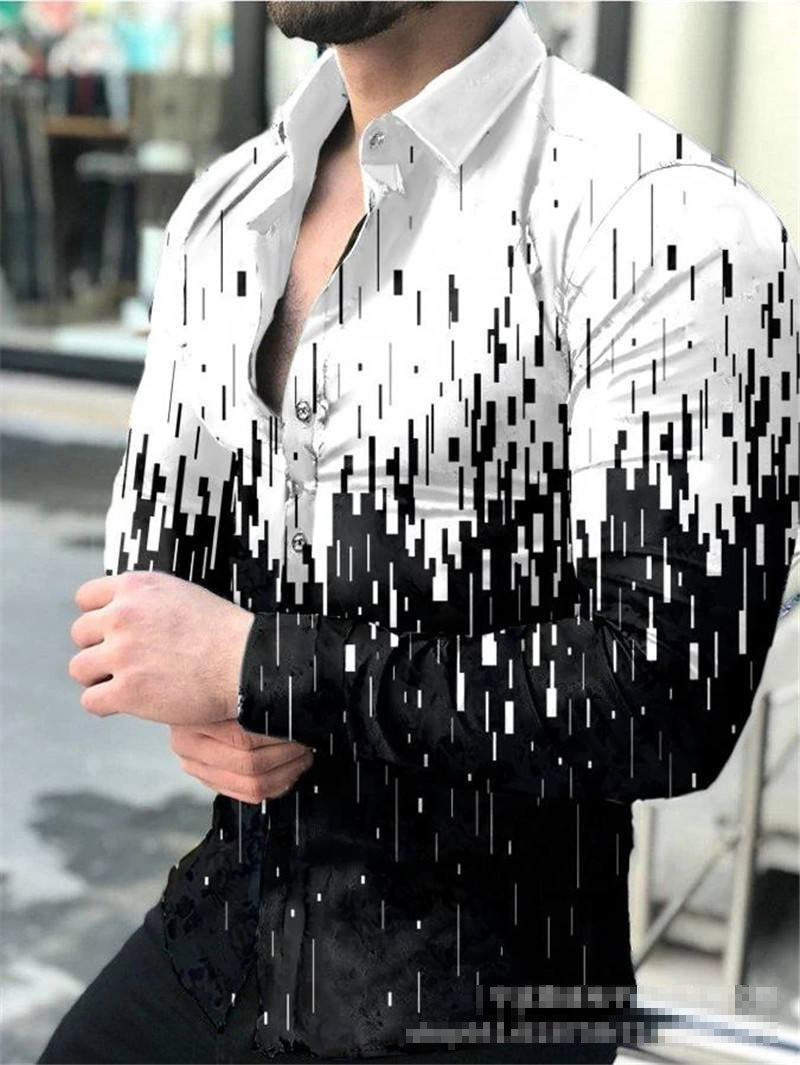 Fashion Custom Men Tee Dress Shirts Casual Clothes Long Sleeve Printing Shirts For Mens