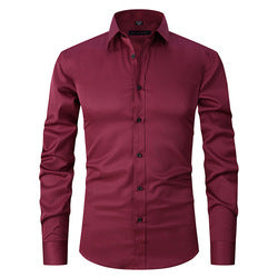 Men solid Shirts  S-8XL  New Mens Dress Shirts Long Sleeve Slim Casual Black White Social Male Clothes