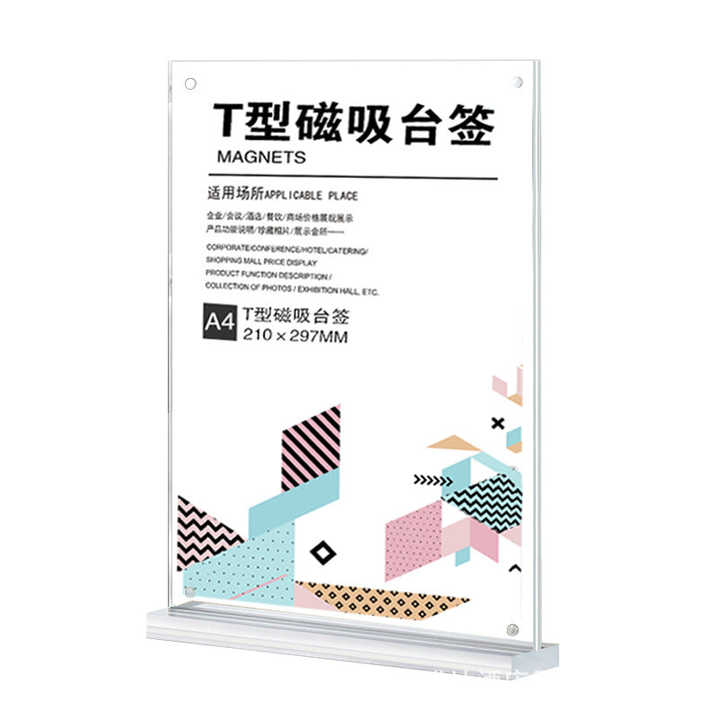 magnetic custom acrylic sign holder a4 menu stand display table acrylic picture frame for marketing advertising