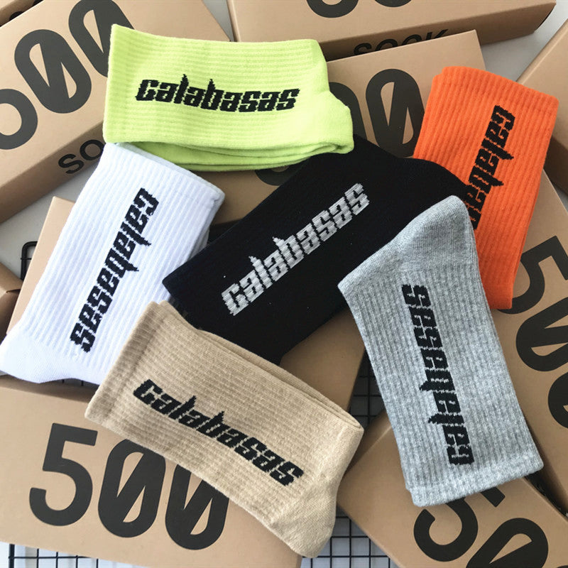 KANGYI custom fashion logo socks ribbed terry cotton sport socks with fashion box