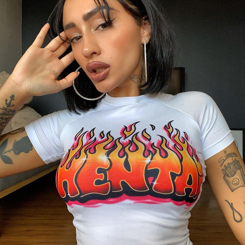 Summer 2023 women's t-shirts  Wholesale O-neck Graphic tees Short Sleeve Crop Top Spirit T shirts for women