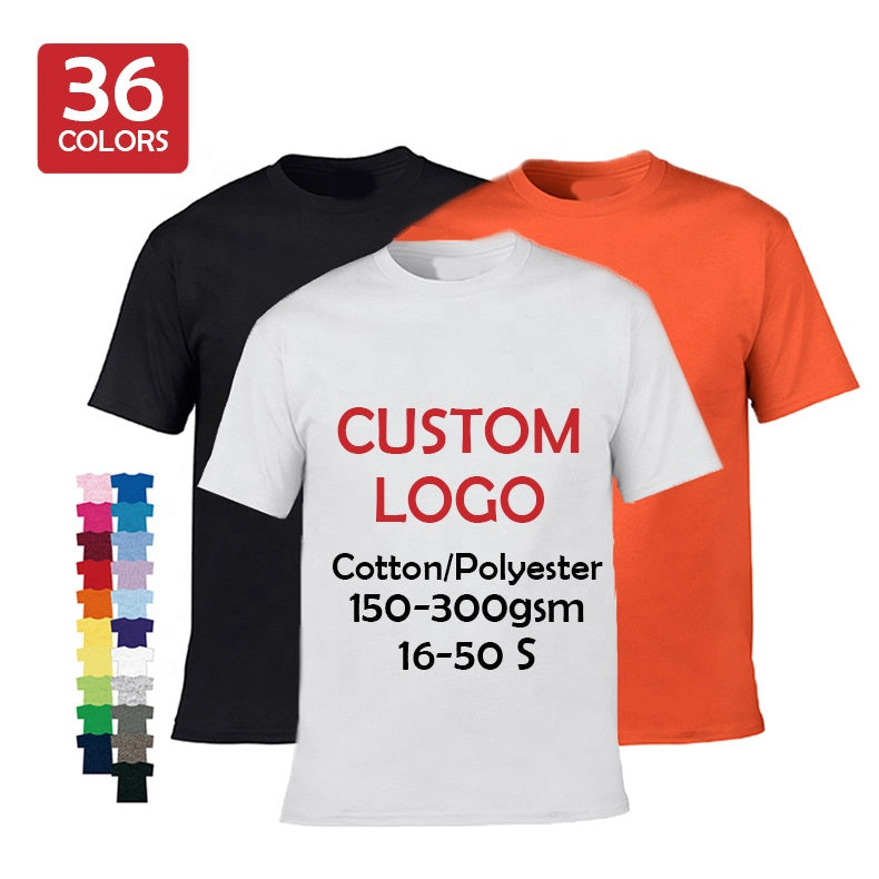 Tee Shirts Company Promotional Logo Printed Bulk Plain Staff Uniform Adult 180g White 100 Cotton Unisex Custom Men's T-Shirts