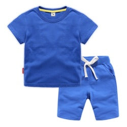 Conyson 2022 Summer Solid Color Cotton Shorts And T Shirt Kids Clothing Sets Custom Baby Boys Clothing Sets 4 To 12 Years Old